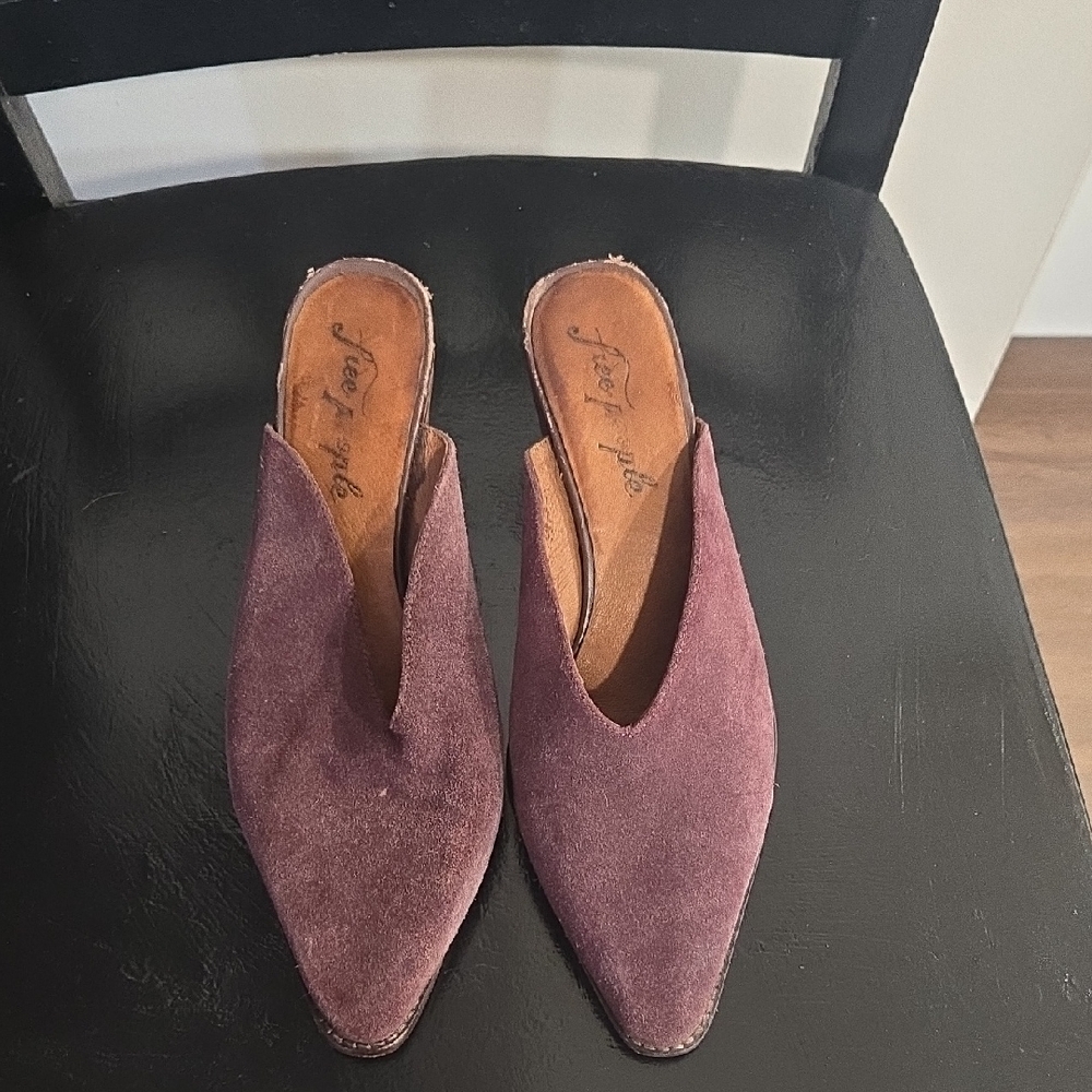 Free People Plum Suede Mules